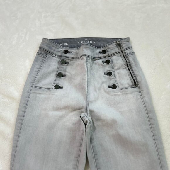 Women's WHBM "The Skinny" Grey Sailor Jeans with a side Zip and Faux Buttons - Picture 5 of 11